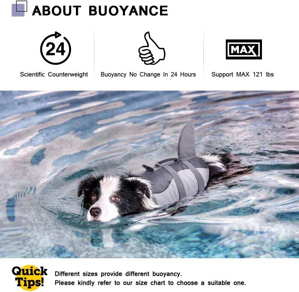 CITÉTOILE Dog Life Jacket – Shark Pet Safety Vest for Swimming, Size L