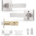 Probrico Privacy Door Lever | Brushed Nickel Square Handle for Bathroom