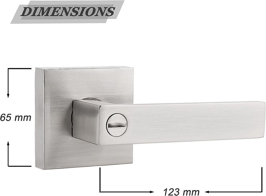 Probrico Privacy Door Lever | Brushed Nickel Square Handle for Bathroom
