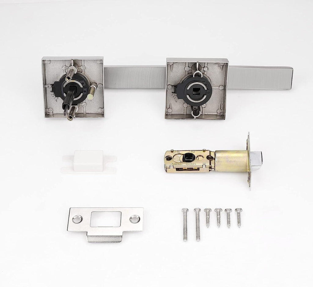 Probrico Privacy Door Lever | Brushed Nickel Square Handle for Bathroom