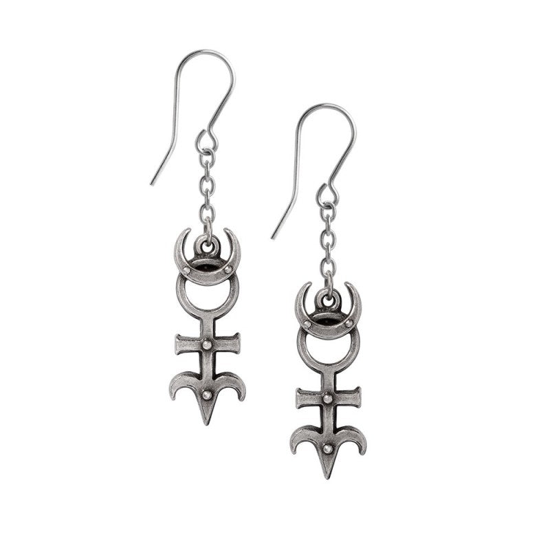 Alchemy Gothic Dee’s Monad Earrings – English Pewter Occult Jewelry