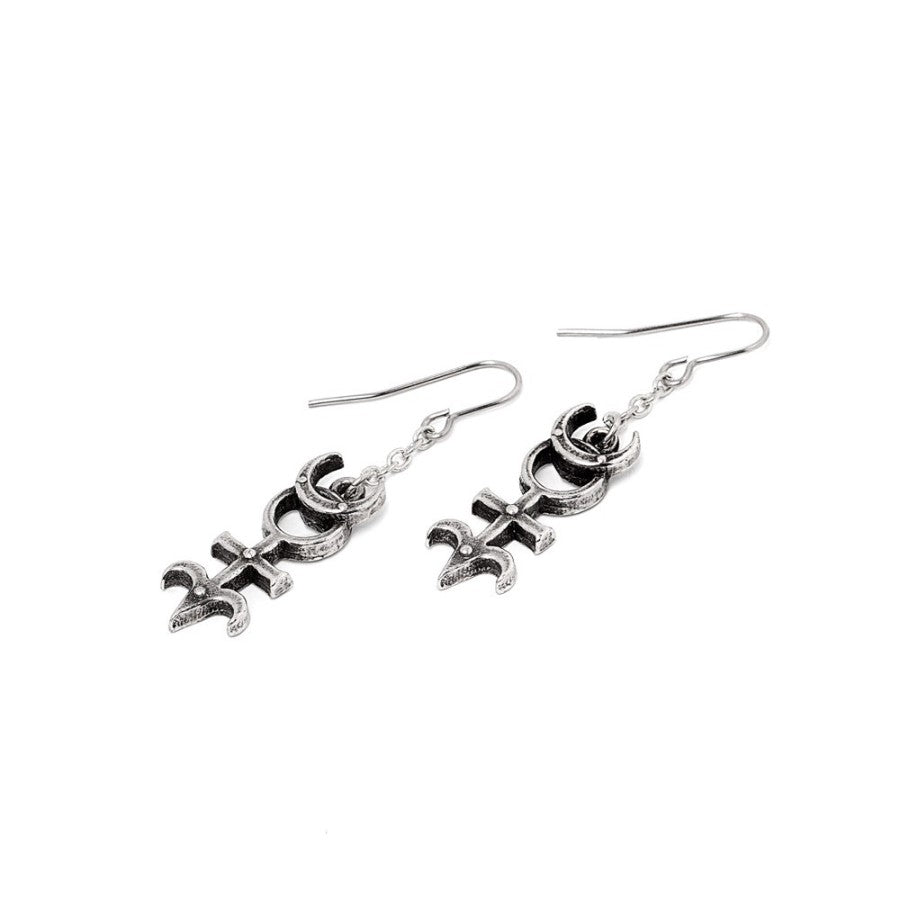 Alchemy Gothic Dee’s Monad Earrings – English Pewter Occult Jewelry