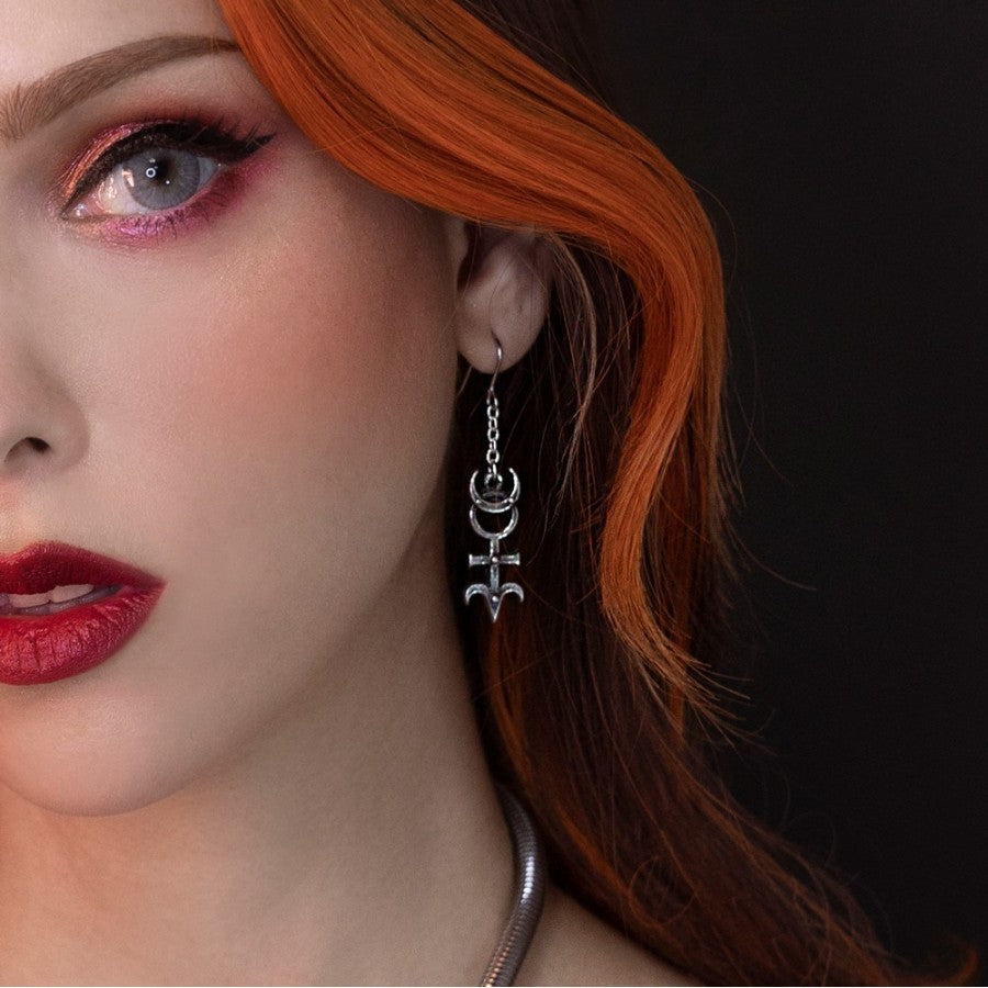 Alchemy Gothic Dee’s Monad Earrings – English Pewter Occult Jewelry