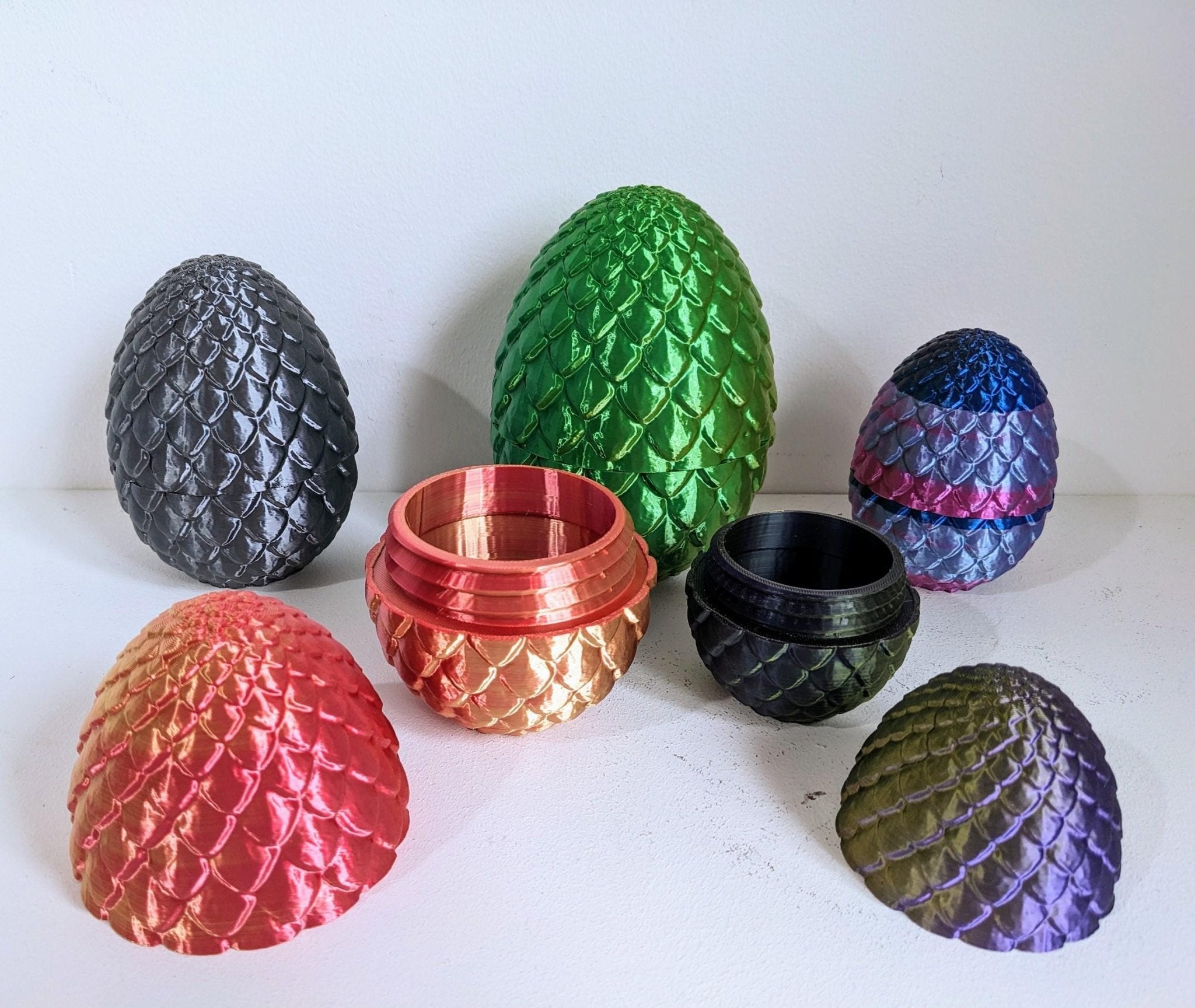Chaddyverse 3D Printed Articulated Dragon Egg | Silk PLA Storage Case