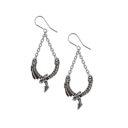 Alchemy Gothic Dragon Earrings – Pewter Chain Dangle Jewelry