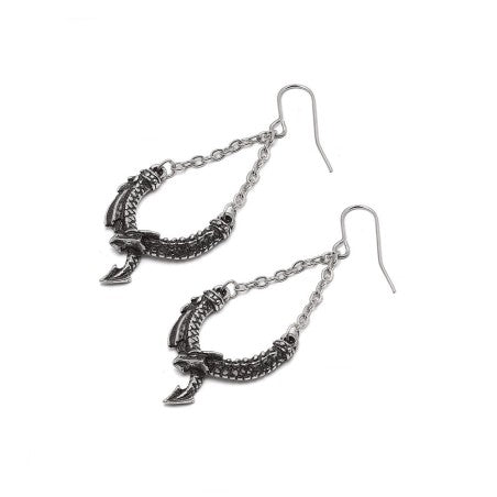 Alchemy Gothic Dragon Earrings – Pewter Chain Dangle Jewelry