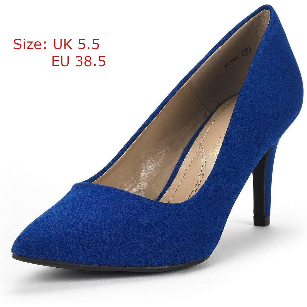 DREAM PAIRS Women's Pointed Toe Stiletto Mid Heels | Slip On Pumps