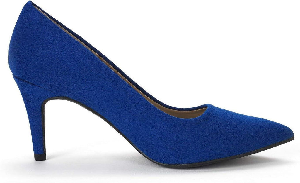 DREAM PAIRS Women's Pointed Toe Stiletto Mid Heels | Slip On Pumps