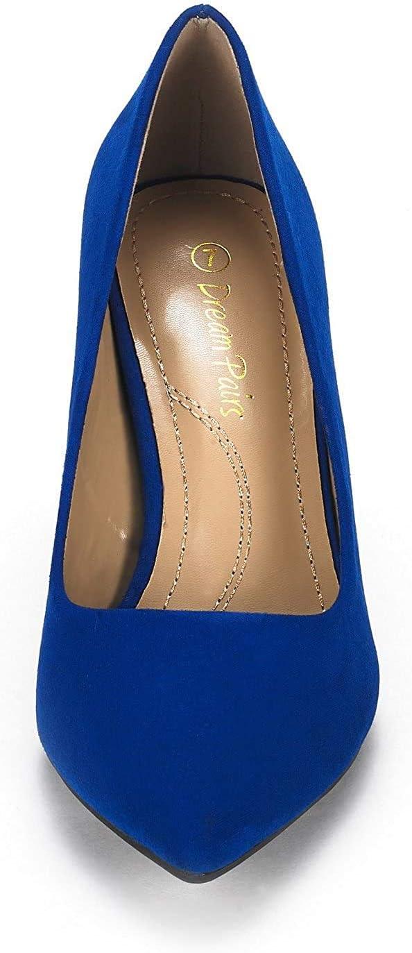 DREAM PAIRS Women's Pointed Toe Stiletto Mid Heels | Slip On Pumps