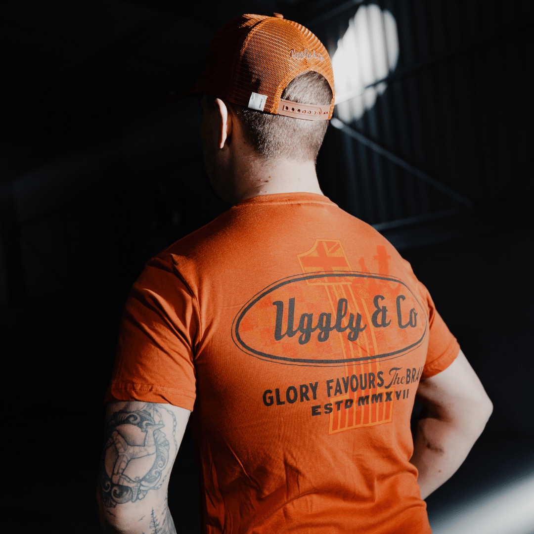 Uggly and Co Rust Flattrack No.1 Heavyweight Cotton Graphic Tee