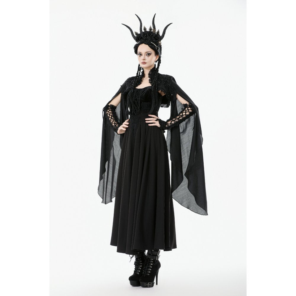 Dark in Love Erzsébet Gothic Lace Cape Shrug – Black Victorian Capelet