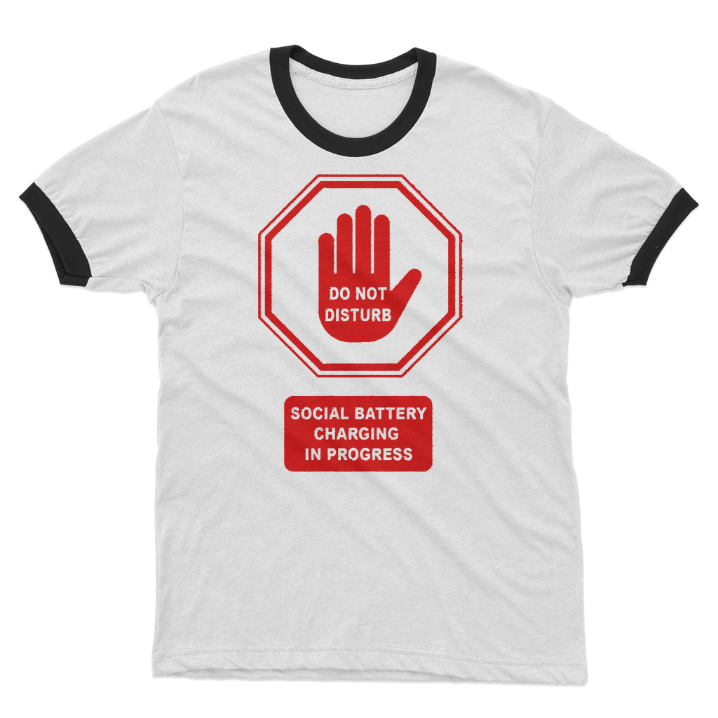Gothic Attitude Do Not Disturb Red Print Cotton Ringer T-Shirt