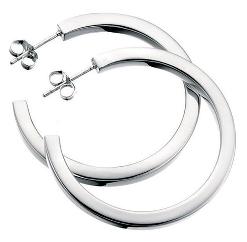 Gecko Jewellery Square Cut Hoop Earrings in Sterling Silver - 925 Silver