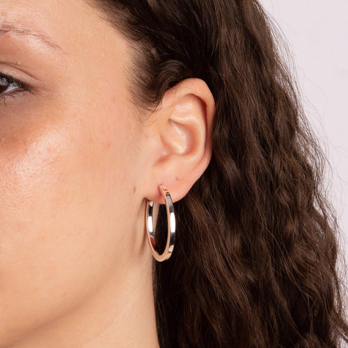 Gecko Jewellery Square Cut Hoop Earrings in Sterling Silver - 925 Silver