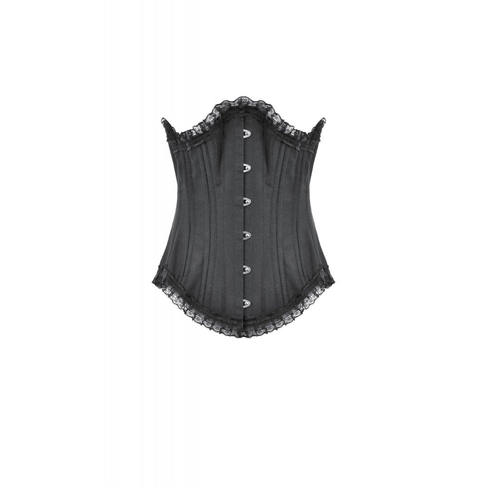 Dark in Love Talia Gothic Longline Metal Boned Corset | Black Polyester
