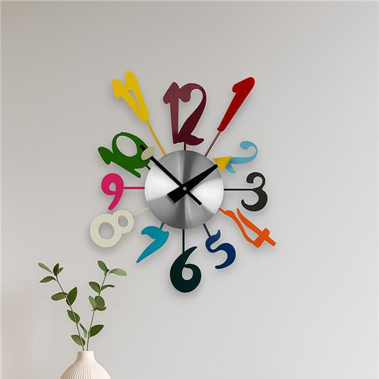 Orsina Franci Multi Colour Funky Numbers Wall Clock – Modern Decor