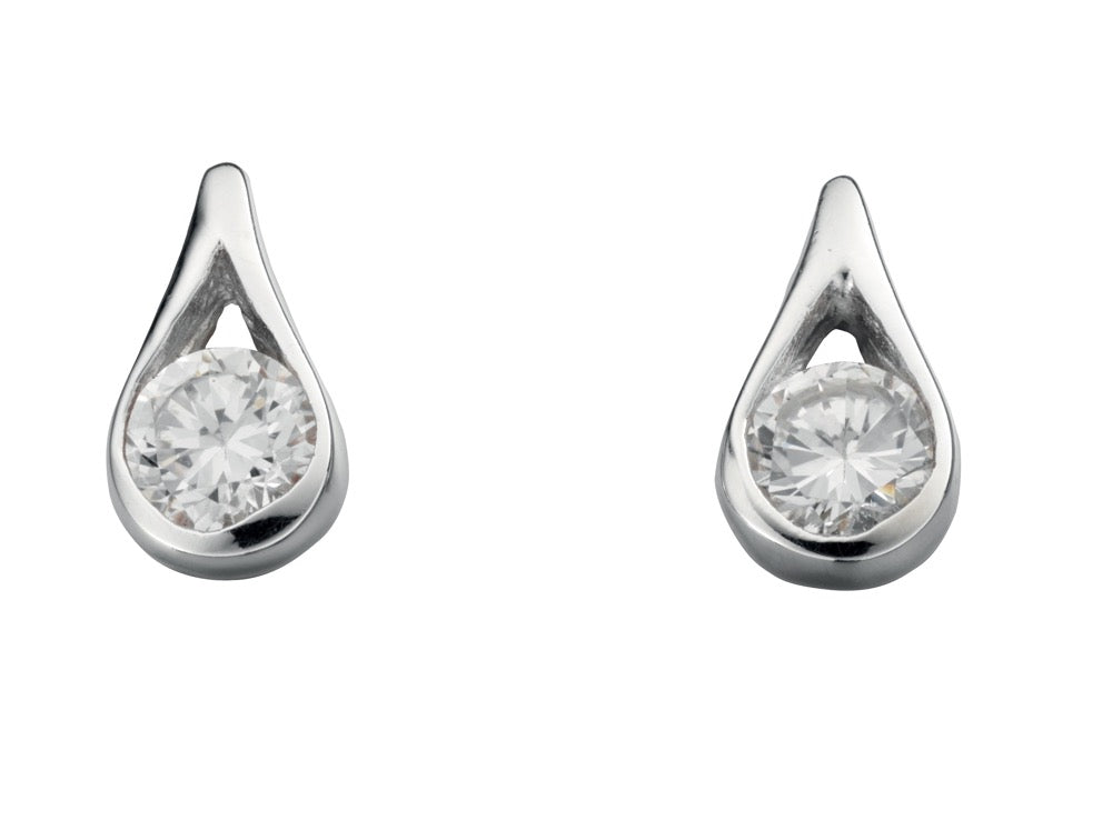 Gecko Jewellery Sterling Silver Teardrop Stud Earrings with Stone