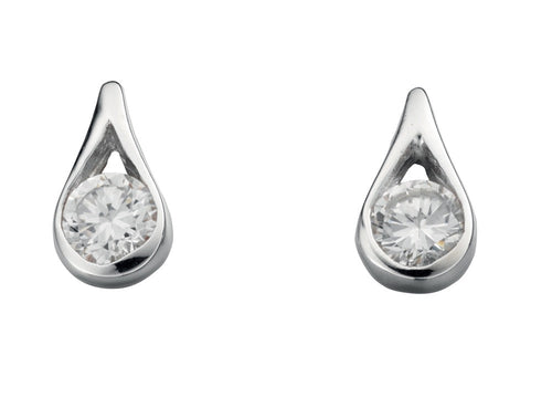 Gecko Jewellery Sterling Silver Teardrop Stud Earrings with Stone