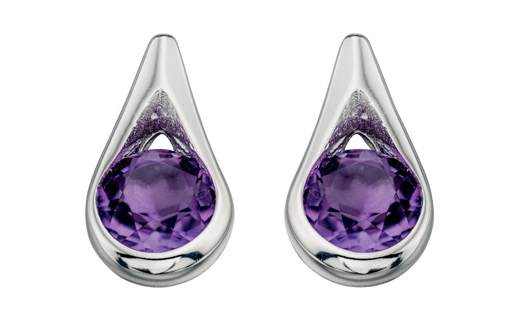Gecko Jewellery Sterling Silver Teardrop Stud Earrings with Stone