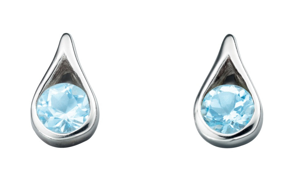 Gecko Jewellery Sterling Silver Teardrop Stud Earrings with Stone