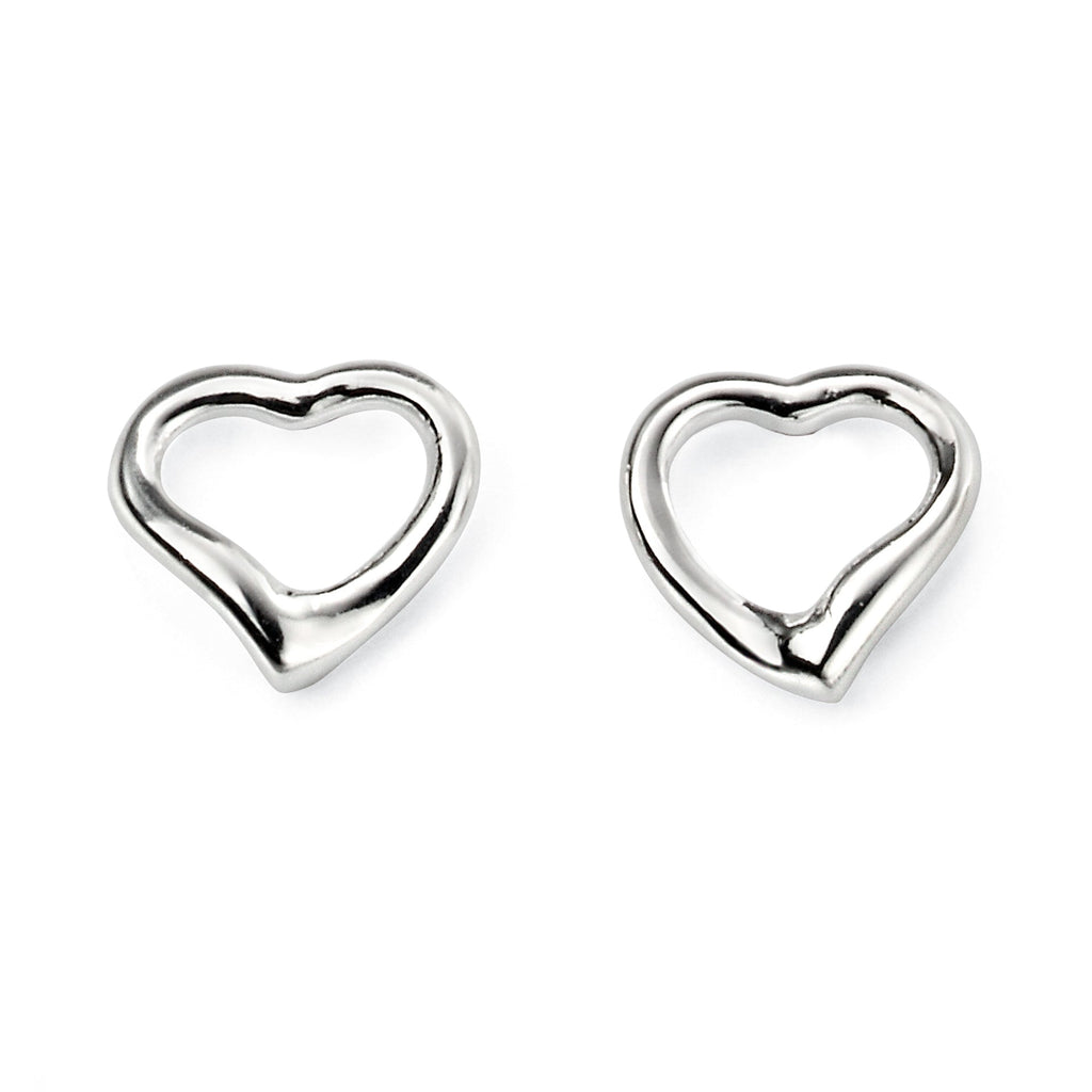 Gecko Jewellery Small Open Heart Stud Earrings in Sterling Silver