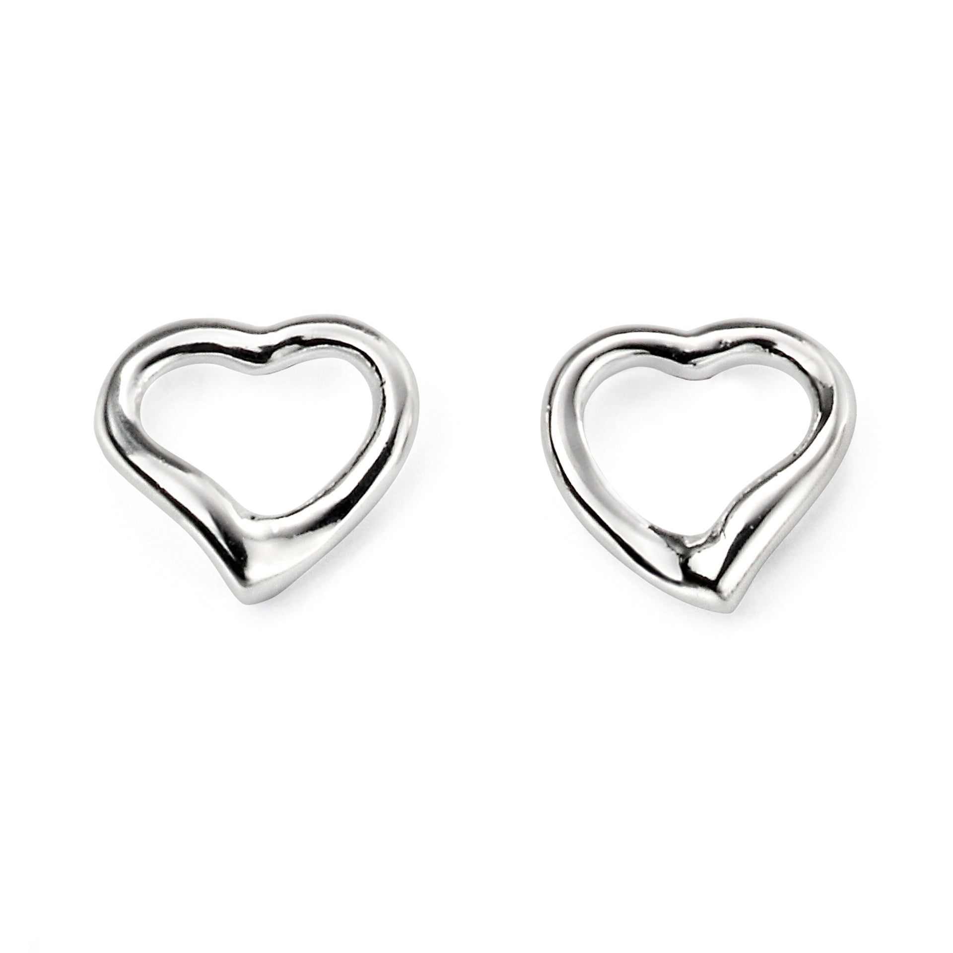 Gecko Jewellery Small Open Heart Stud Earrings in Sterling Silver