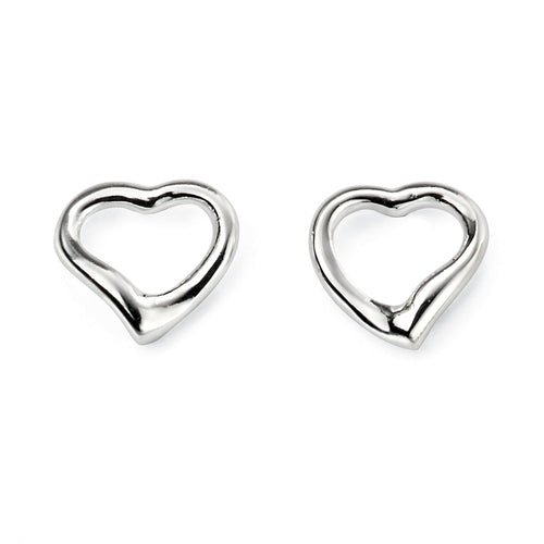 Gecko Jewellery Small Open Heart Stud Earrings in Sterling Silver