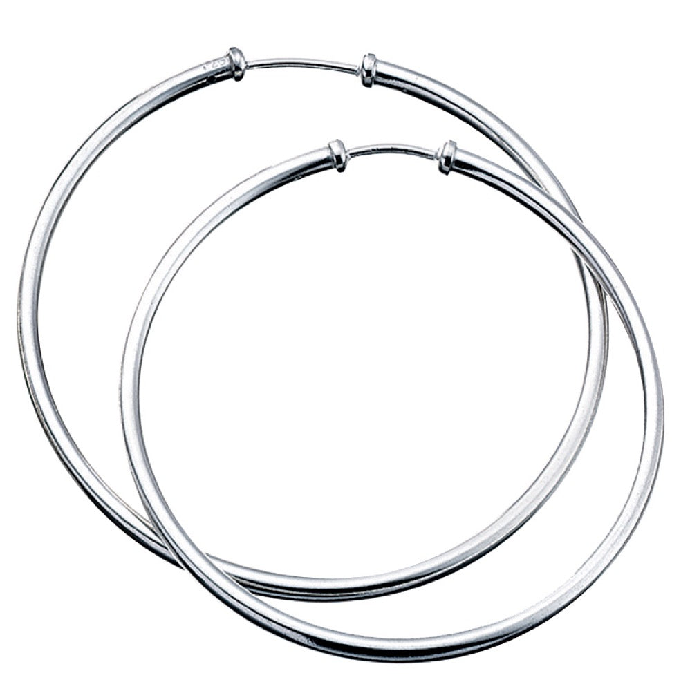Gecko Jewellery Sterling Silver 50mm Plain Hoop Earrings – Classic Style