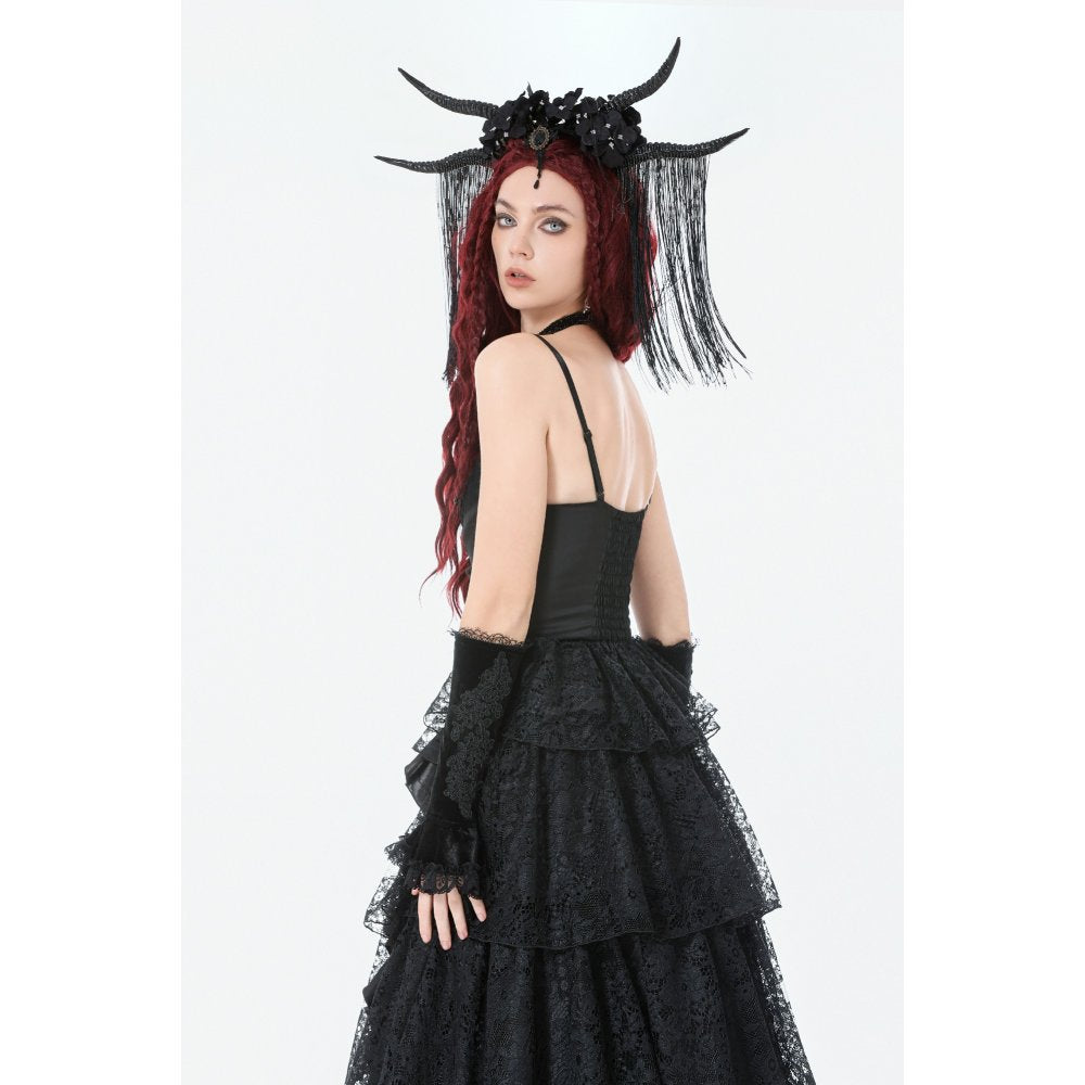 Dark in Love Lillian Victorian Lace Arm Warmers – Black Velvet Gothic