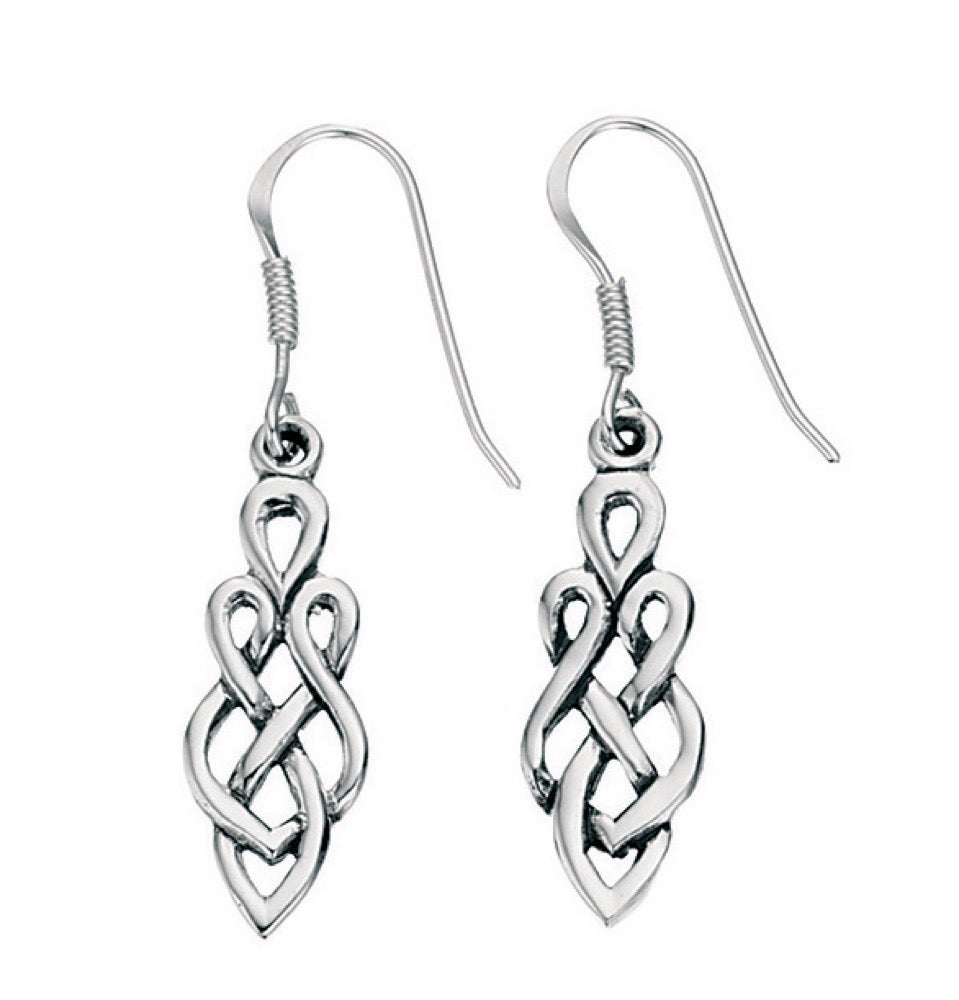 Gecko Jewellery Sterling Silver Celtic Design Drop Earrings for Women