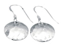 Gecko Jewellery Retail Hammered Disc Drop Earrings in Small Silver