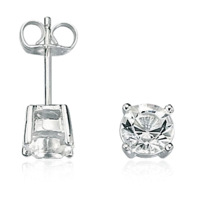 Gecko Jewellery Sterling Silver Claw Set Clear Crystal Stud Earrings