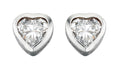 Gecko Jewellery Sterling Silver Heart Stud Earrings with Cubic Zirconia