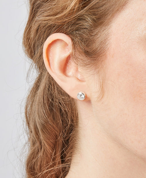 Gecko Jewellery Sterling Silver Round Cubic Zirconia Stud Earrings