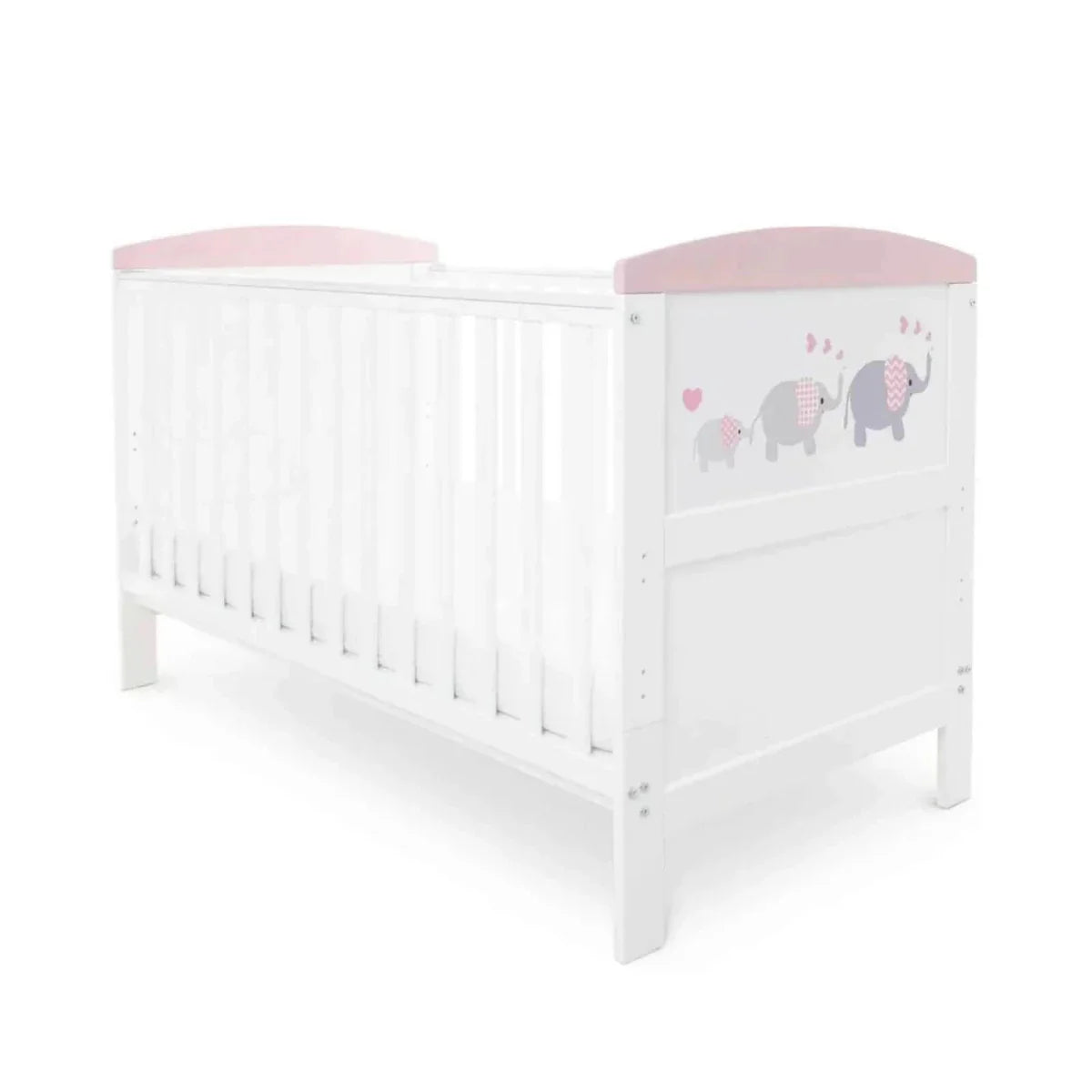 Ickle Bubba Coleby Style Cot Bed Elephant Love Pink - Without Mattress