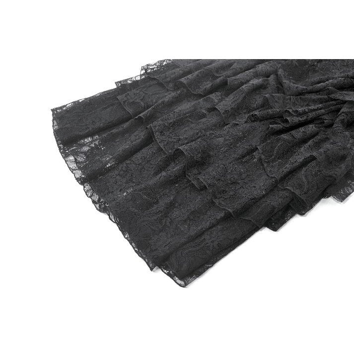 Dark in Love Vintage Gothic Lace Layered Maxi Skirt - Black Victorian