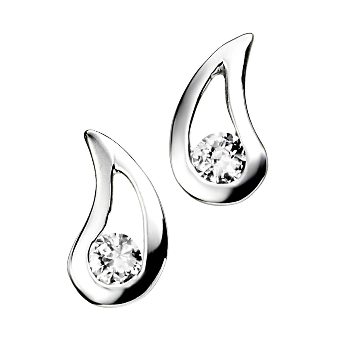 Gecko Jewellery Sterling Silver Teardrop Stud Earrings - Polished Finish