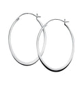 Gecko Jewellery Sterling Silver Oval Flat Edge Hoop Earrings for Women