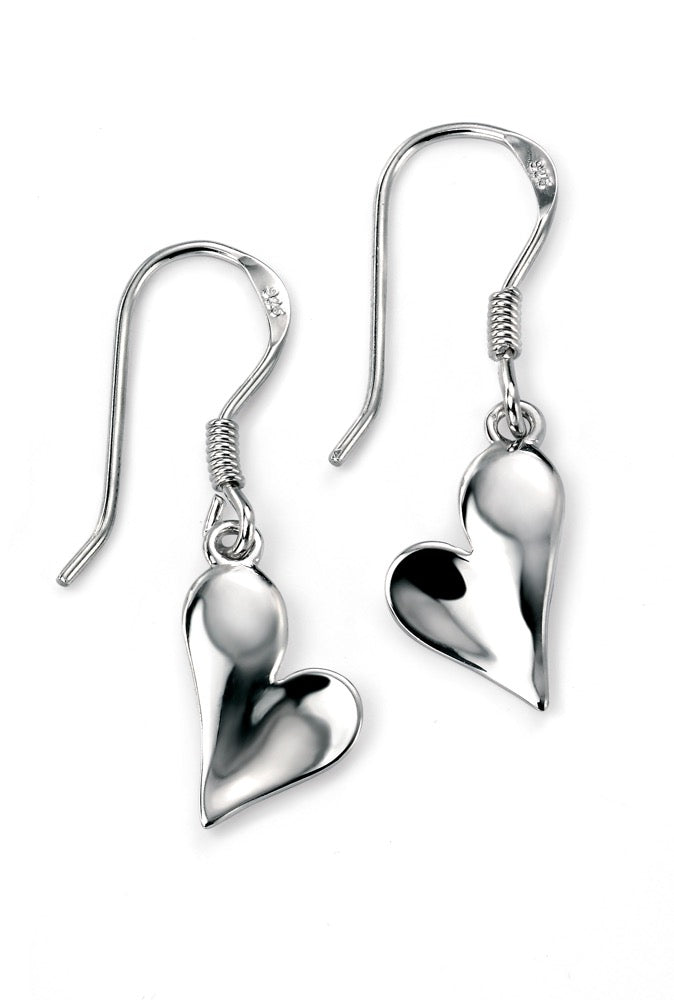 Gecko Jewellery Sterling Silver Heart Drop Earrings for Women