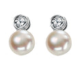 Gecko Jewellery White Fresh Water Pearl & Cubic Zirconia Silver Earrings