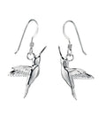 Gecko Jewellery Sterling Silver Hummingbird Drop Earrings - Polished Finish