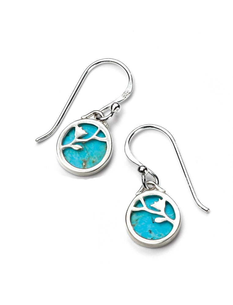 Gecko Jewellery Sterling Silver Turquoise Flower Pattern Disc Earrings