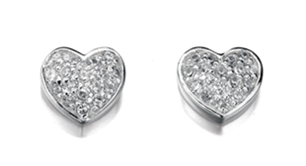 Gecko Jewellery Retail Pave Heart Stud Earrings – Classic Silver Style