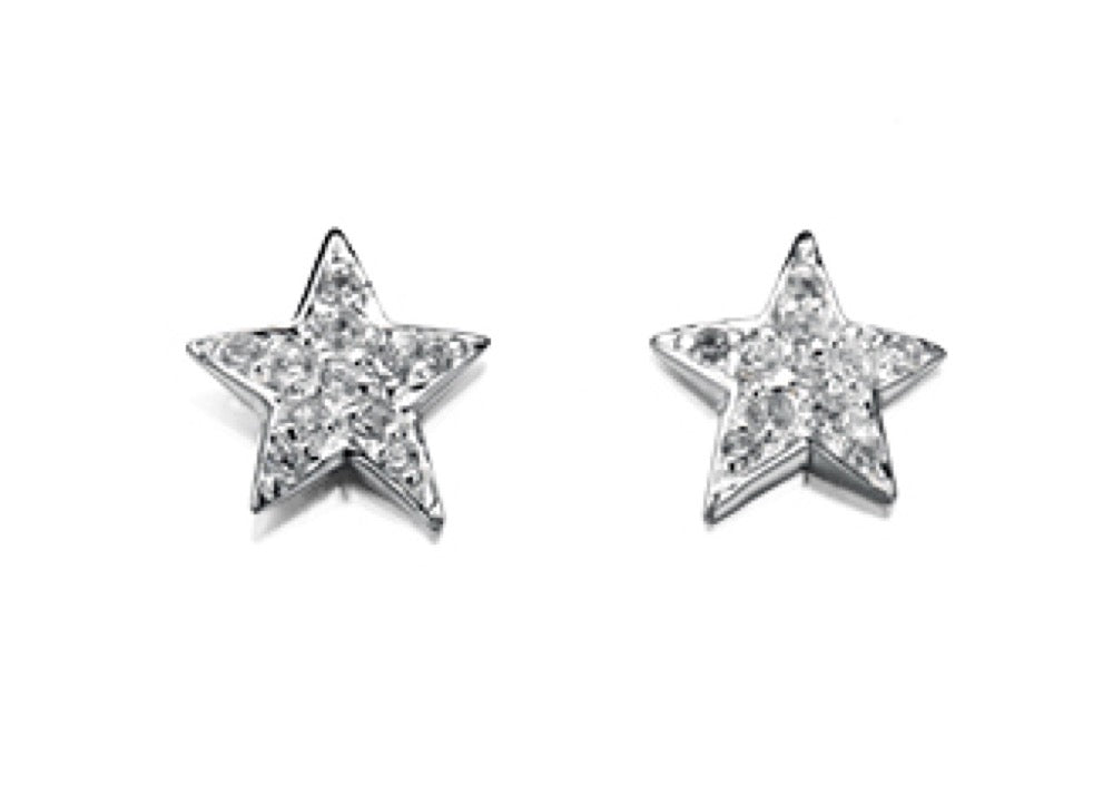 Gecko Jewellery Sterling Silver Star Stud Earrings with Cubic Zirconia