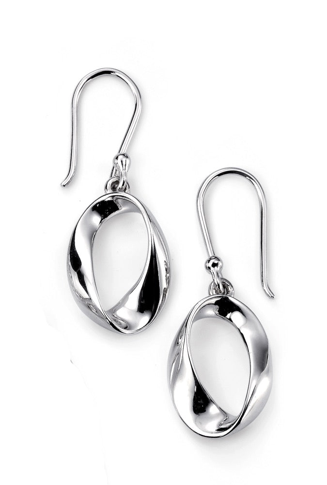 Gecko Jewellery Sterling Silver Open Twist Oval Drop Earrings