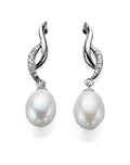 Gecko Jewellery Freshwater Pearl & Cubic Zirconia Twist Earrings – Silver