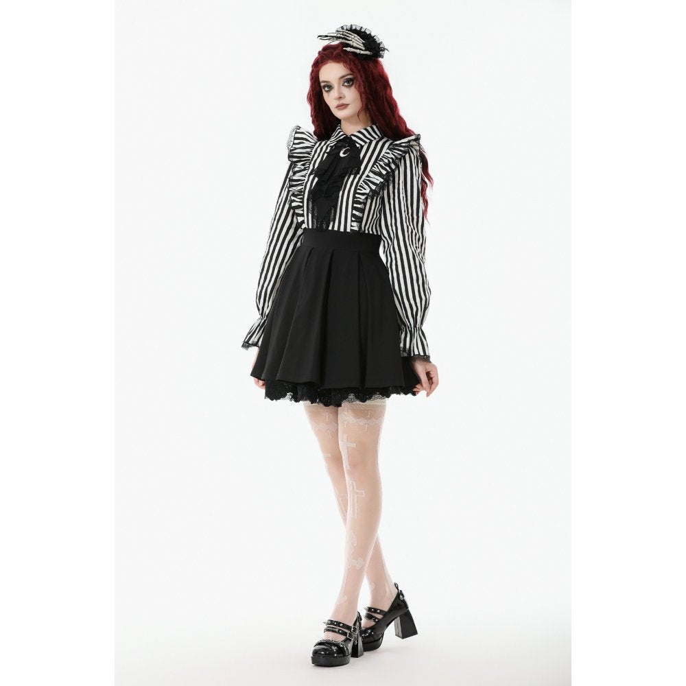 Dark in Love Striped Ruffle Gothic Lolita Dress – Black and White