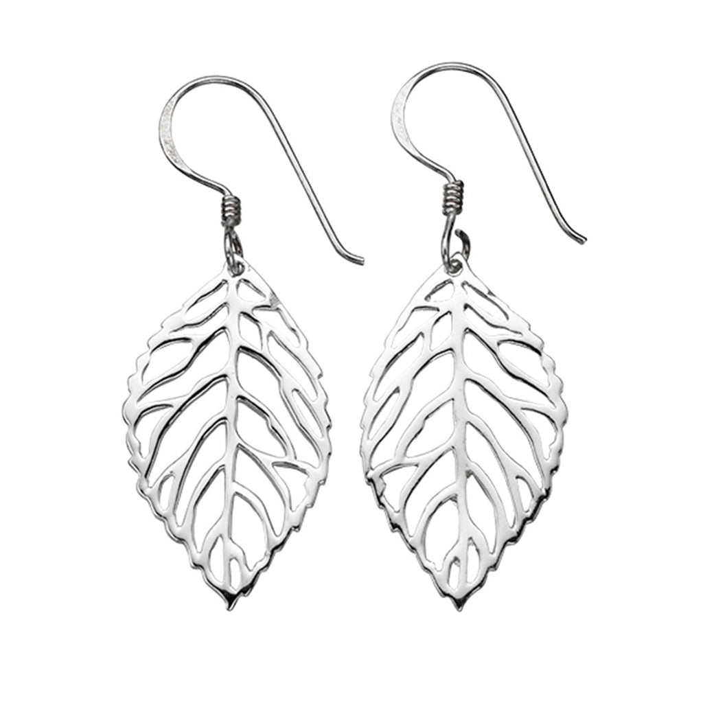Gecko Jewellery Cut Out Leaf Drop Earrings – Nature Inspired Silver Style