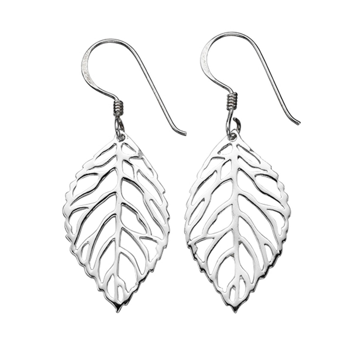Gecko Jewellery Cut Out Leaf Drop Earrings – Nature Inspired Silver Style
