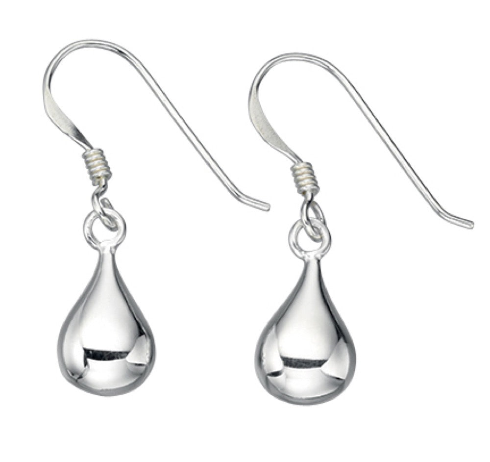 Gecko Jewellery Sterling Silver Plain Teardrop Drop Earrings